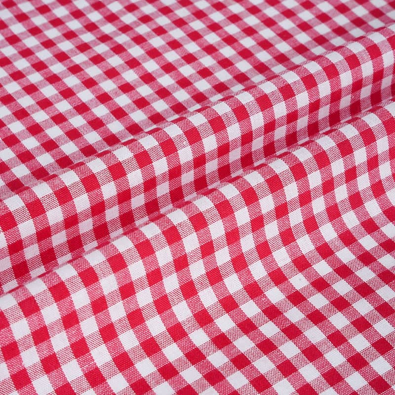 Yarn Dyed Pure Cotton Woven Fabric In Red And White Check Popular Designs With Good Quality And Soft Handfeeling
